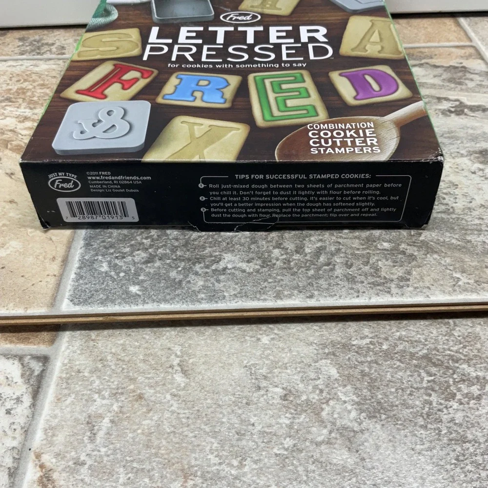 Genuine Fred Letter Pressed Cookie Cutter Stamper Set 28pc Alphabet & Symbols